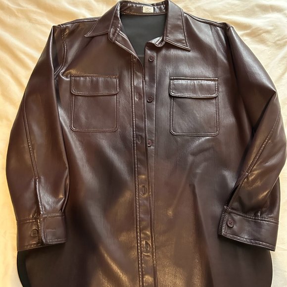 Aritiza vegan leather deep purple shirt - Picture 1 of 1